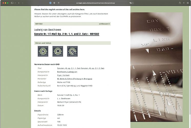 magic-piano.ch - Notenrollen Detail